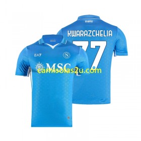 Camisolas de futebol Napoli Khvicha Kvaratskhelia 77 Equipamento Principal 2024/25 Manga Curta
